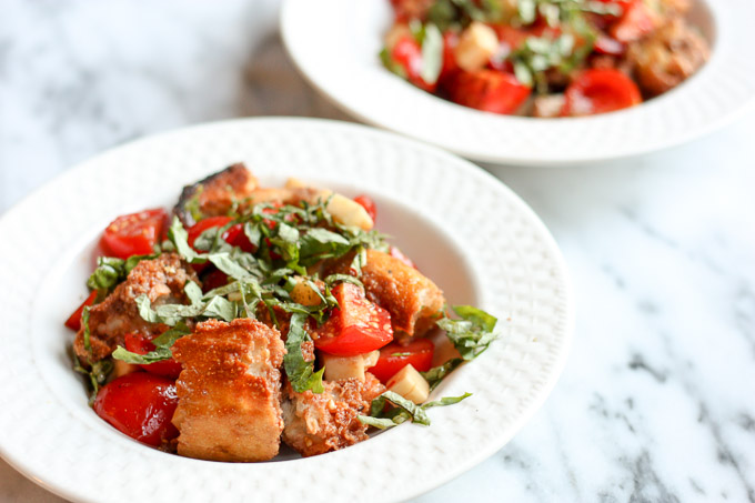 Roasted Garlic Panzanella  | eatfirstworrylater.com