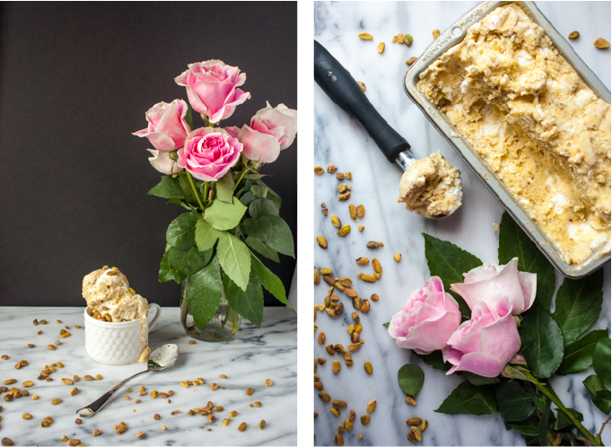 Rosewater, Pistachio, & Sweet Cream Ice Cream | eatfirstworrylater.com